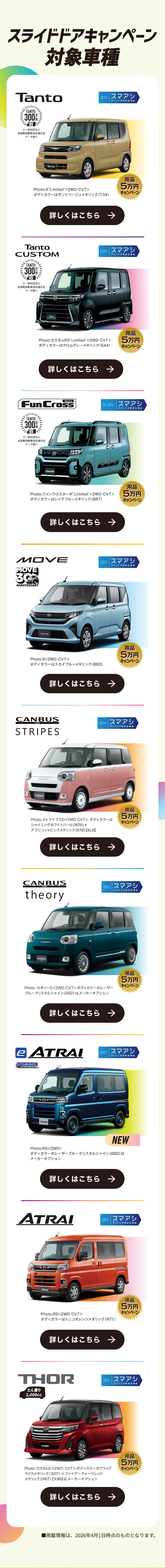 スライドドアキャンペーン対象車種